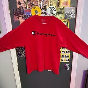 Red Champions Long Sleeve Logo Shirt